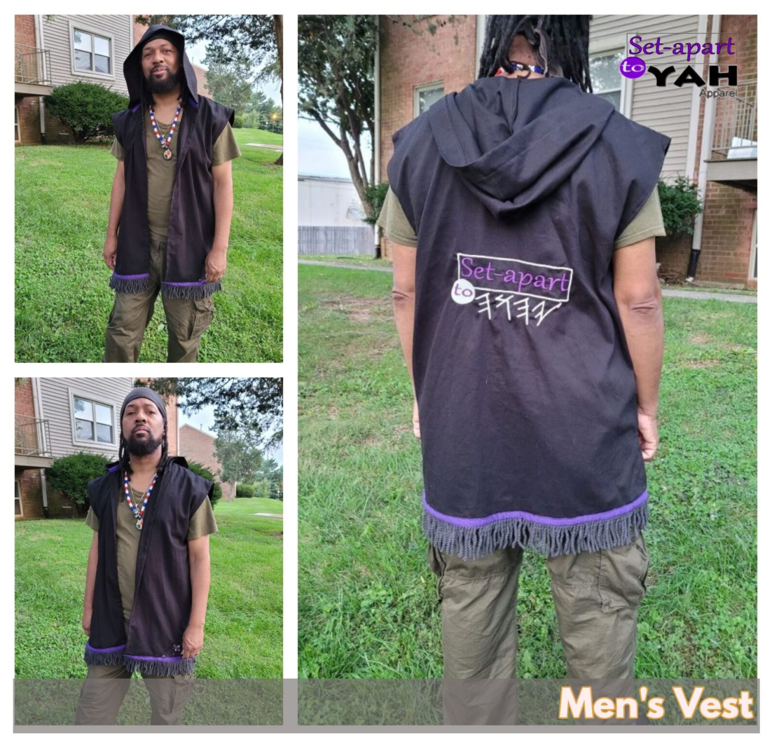 Cotton Hooded Men's Vest with Tzitzit Fringes (Customize Color